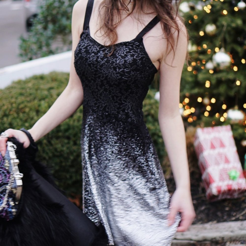 Free People Metallic Foil Ombre Dress XS